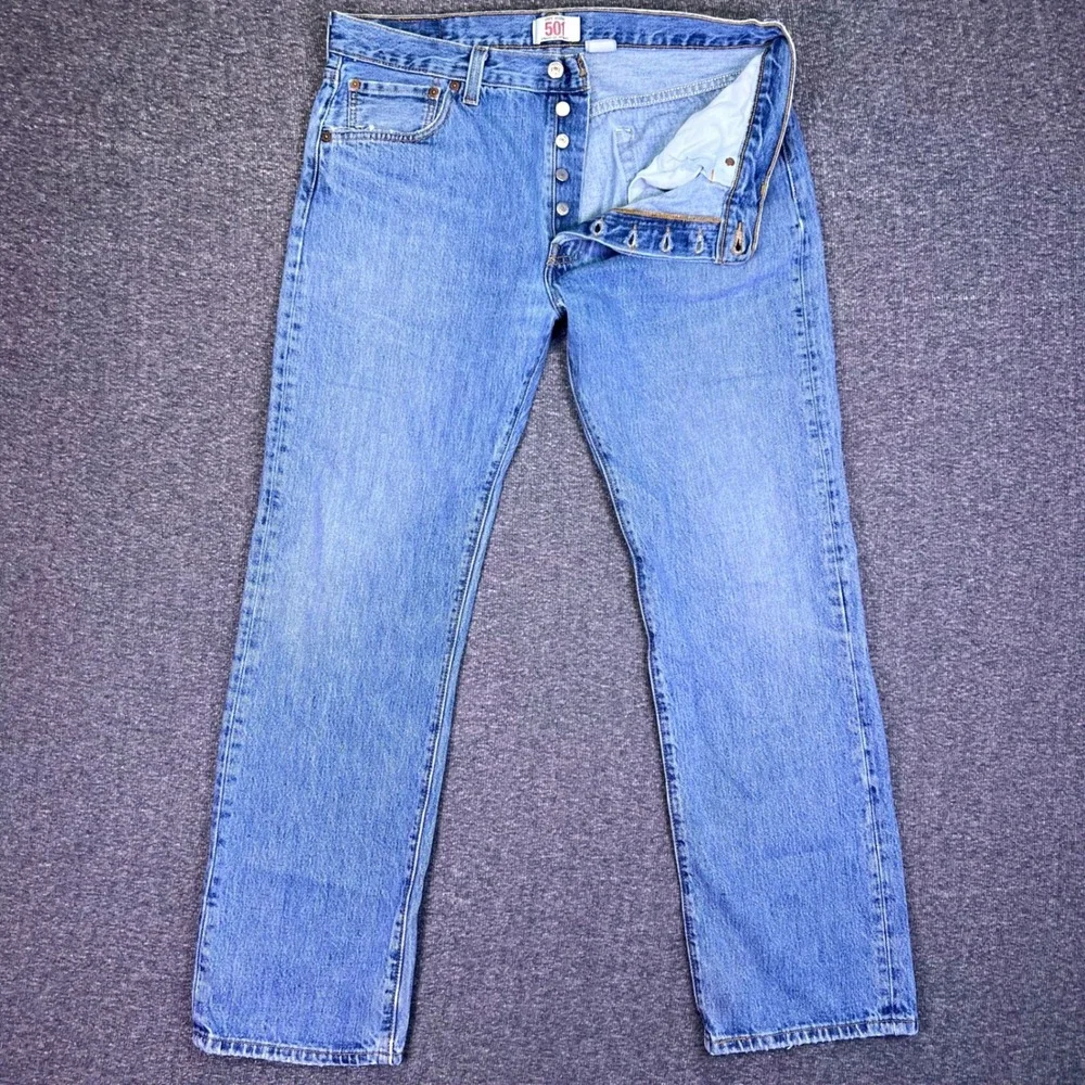 Levis 501‎ Original Jeans Mens 36x32 Blue Straight Leg Casual Casual Button Fly